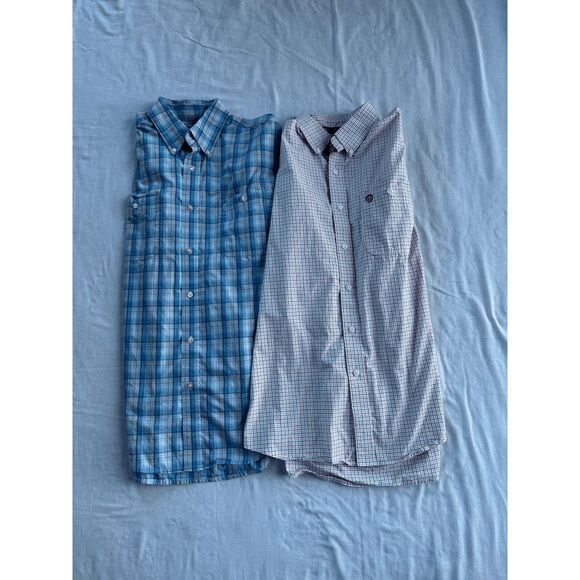 Wrangler George Strait Collection Button Down Shirt Lot of Two Size L Blue/White - Picture 1 of 8